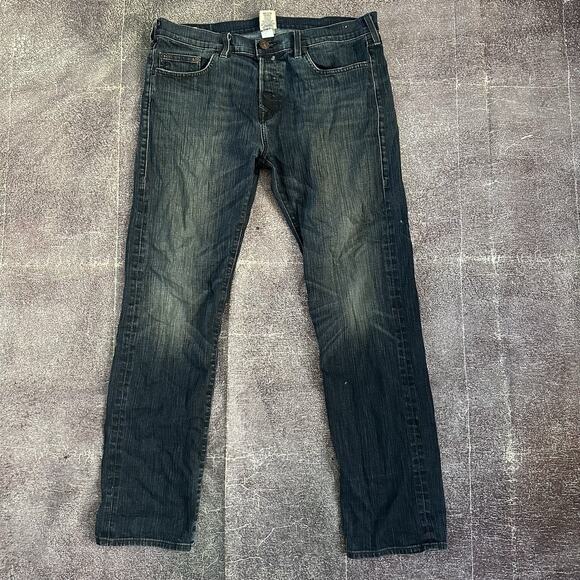 Men's Y2K True Religion USA Dark Blue Slim Straight Faded Denim Jeans Sz 36 X 32 - Picture 1 of 5